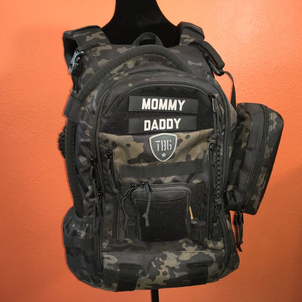 Tactical Baby Gear TBG Daypack Diaper Bag Backpack Black Camo Mommy Daddy Pouch